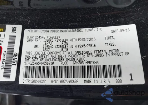 2017 Toyota Tacoma Sr5 V6 z USA, uszkodzony, nr VIN 5TFCZ5AN5HX056710